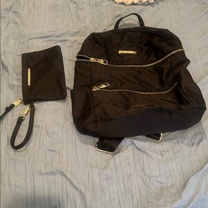 Steve Madden Black Bookbag & wristlet set